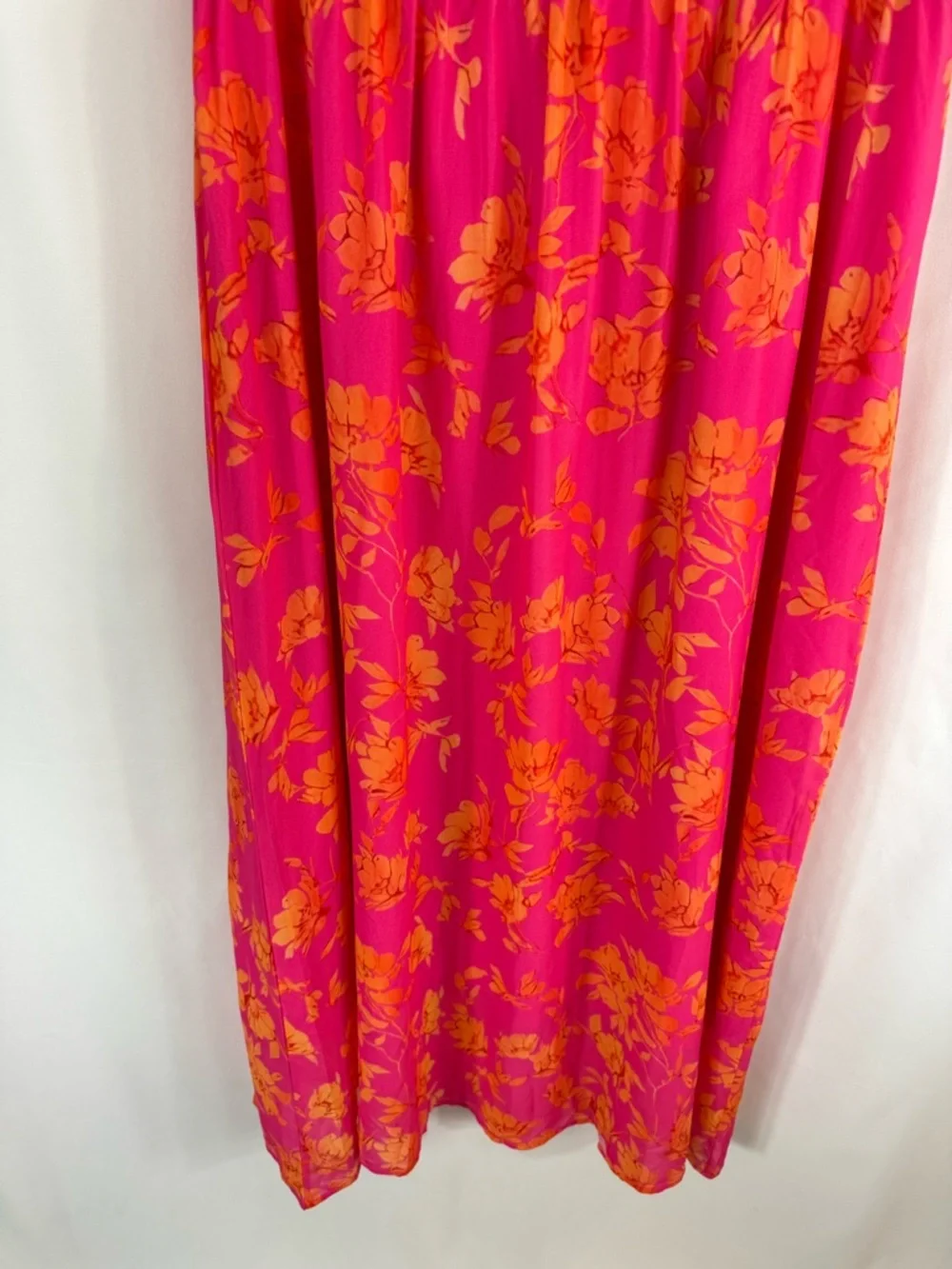 FLORAL MIDI DRESS FOR SUMMER GATHERINGS size: S color: pink-orange floral print - Picture 6 of 17